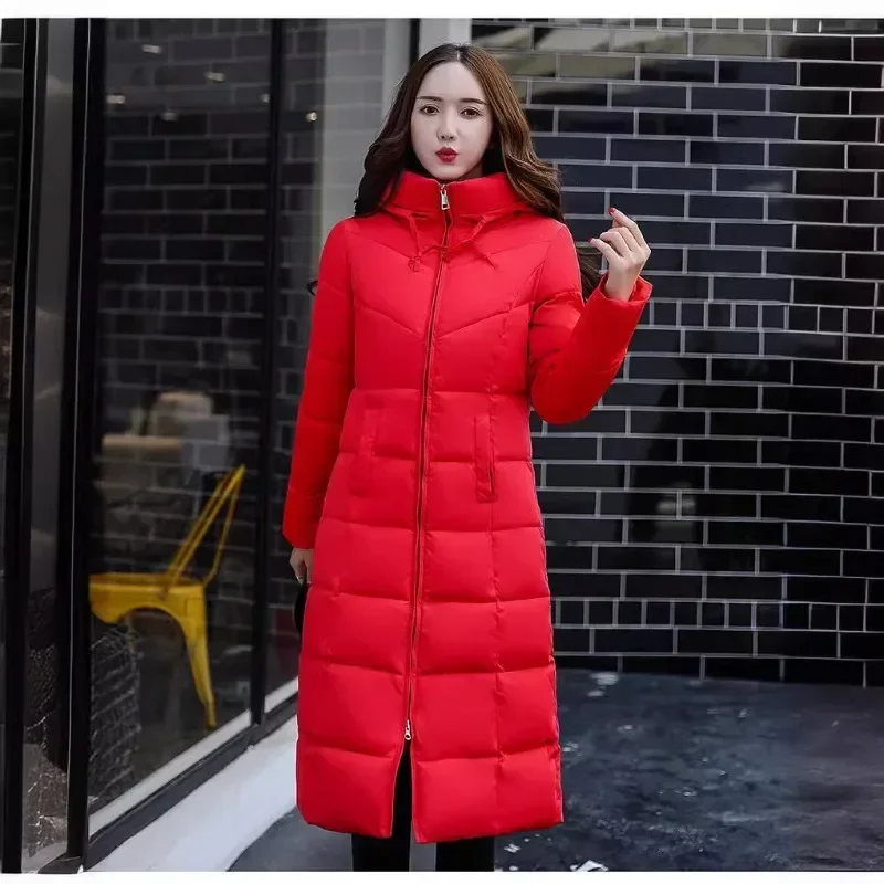 2023 Long Straight Winter Coat Women Casual Down Jackets Slim Remove Hooded Parka Oversize Fashion Outwear Plus Size 5XL WT 1 Kg