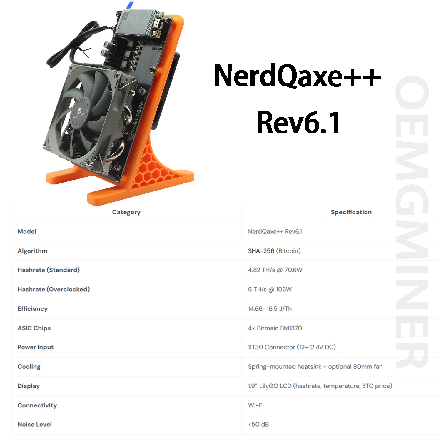 New Upgrade NerdQaxe++ 6TH/s Rev 6.1 100W Dual Fans Asic Bitcoins Miner Solo BTC 2.4G WiFi Open-Source Mining Machine