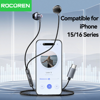Rocoren USB Type C Wired Earphones In Ear With Microphone Stereo Earbuds Sports In-line Control For Xiaomi Samsung Wired Headset