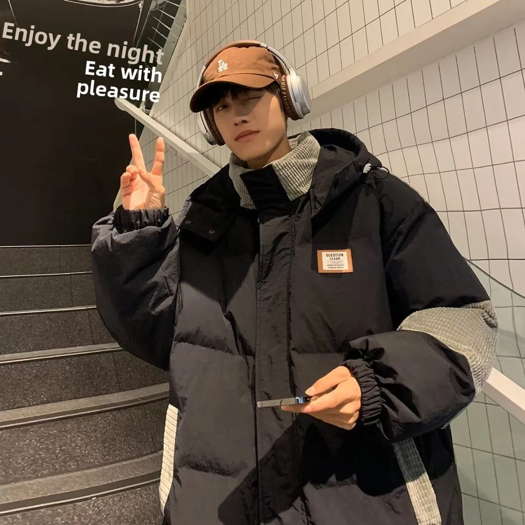 

Trendy Japanese Brand Winter New Hat Padded Cotton Jaet Men ort Loose Cold Resistant Bread Sle Couple Outerwear