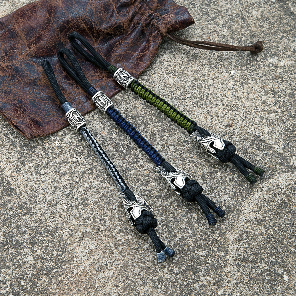 الرجعية المتقشف المحارب سلسلة مفاتيح قصيرة نورس الفايكنج الرونية تميمة مضفر Paracord حبل سكين حلقات مفاتيح السيارة الاكسسوارات اليدوية #6