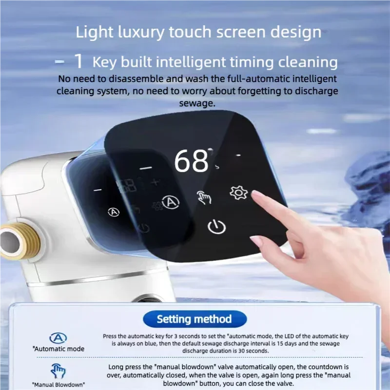 Auto Touch-Screen matic Flushing Backwash Prefilter Spin Down Sediment Water Filter Central Whole House Purifier System