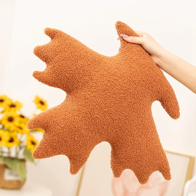 Almohada creativa de felpa con forma de hoja de arce, almohada suave y acogedora para dormir, cojín para sofá, silla, decoración bonita para el hogar, bonito regalo