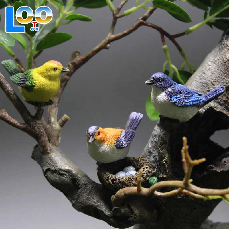 1/4 pçs estatuetas birdie micro paisagem ornamentos ninho de pássaro ovos mini jardinagem bonsai simulação modelo casa de bonecas decoração