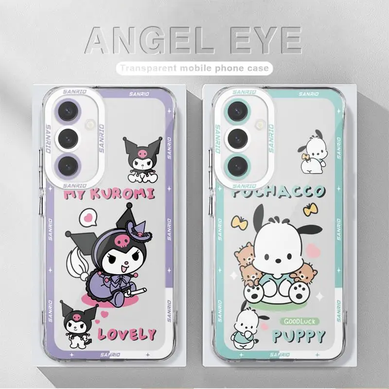 Cute Pochacco Kuromi Phone Case for Samsung Galaxy A54 A13 A24 A25 A33 A15 A34 A73 5G A23 A14 4G Clear Silicone TPU Cover