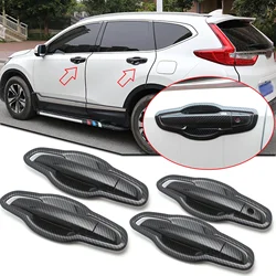 Carbon Fiber Style Exterior Door Handle + Bowl Cover Molding Trims Smart Keyhole For Honda CR-V CRV 2017 2018 2019 2020 2021