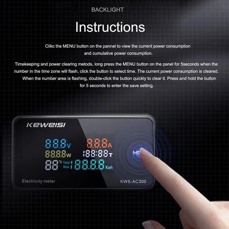 

20RC AC Current Amperage Power Energy Panel Meter Digital Display Ammeter