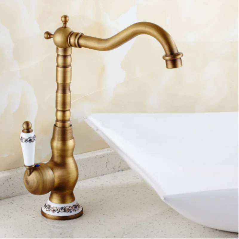

Antique Bronze bathroom faucet copper basin faucet hot & cold Lavotory Tap Water faucet black sink faucet Basin Mixer