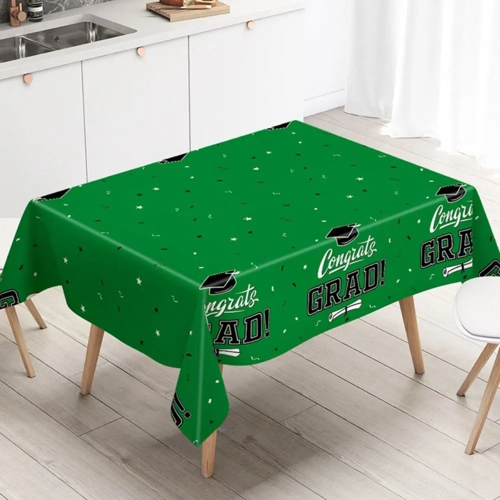 PE Material Graduation Tablecloth Wear-Resistant Waterproof Plastic Disposable Table Cover Graduation Cap Stars Design