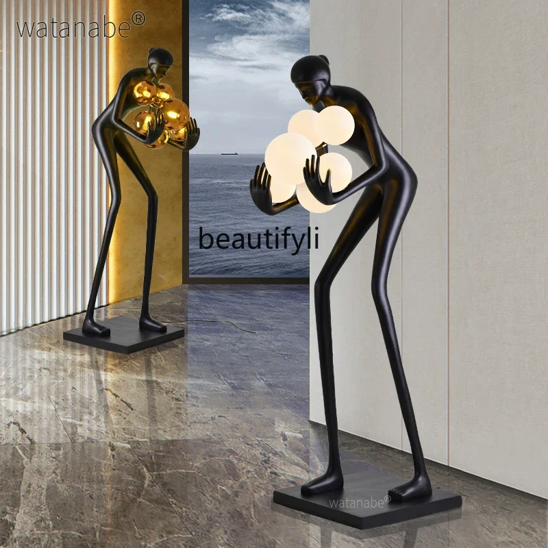 

Nordic humanoid art sculpture creative ball lamp hotel lobby exhibition hall ornament floor lamp