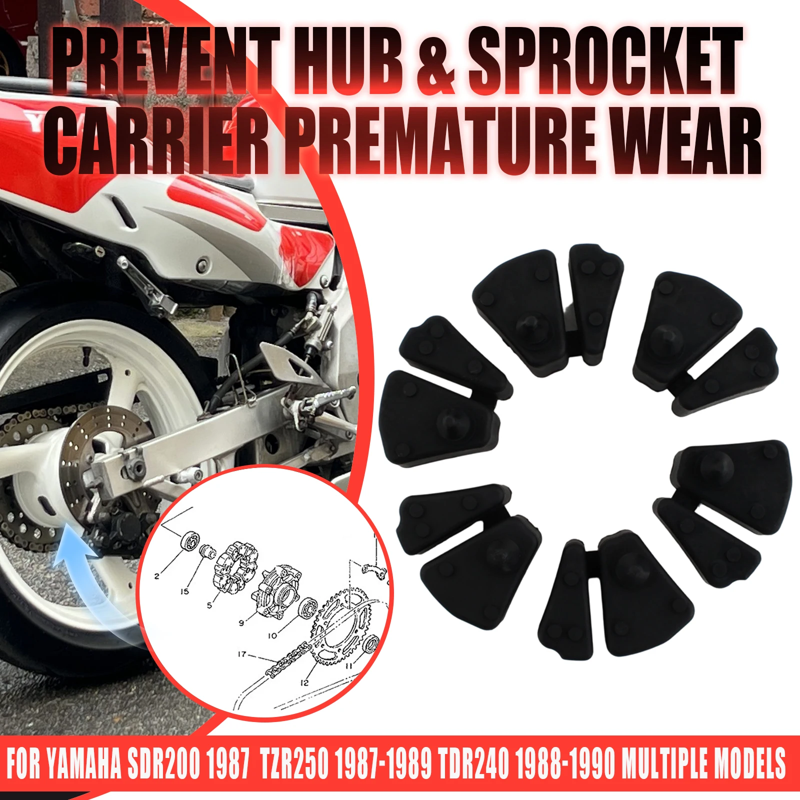 Motorcycle Wheel Damper Rubber Buffer 1KT-25364-00 For Yamaha TZR250 TZR125 TDR250 FZR250 FZR400RR XJR400 SRZ660