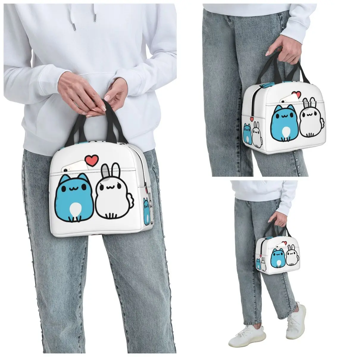 Comic Cat Bugcat Capoo Bug Cat Insulated Lunch Bag for Kids School Cooler Thermal Food Box Tote Leakproof Lunch Boxes Container