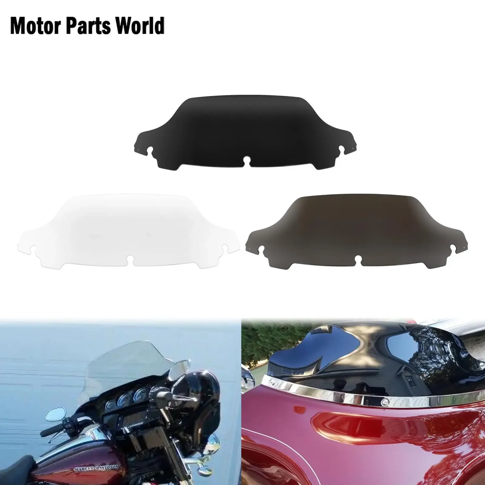 

Motorcycle 7" Windshield Fairing Windscreen Cover Black/Clear/Smoke For Harley Touring Tri Glide Ultra Classic FLHX FLHTK 14-19