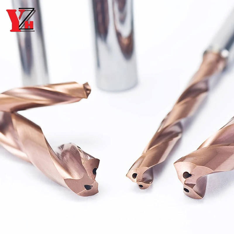 YZH 3D HRC65 Carbide Twist Drill Diameter D3.3-D25 With Internal Cooling Hole Coated CNC For Hard Metal Drilling