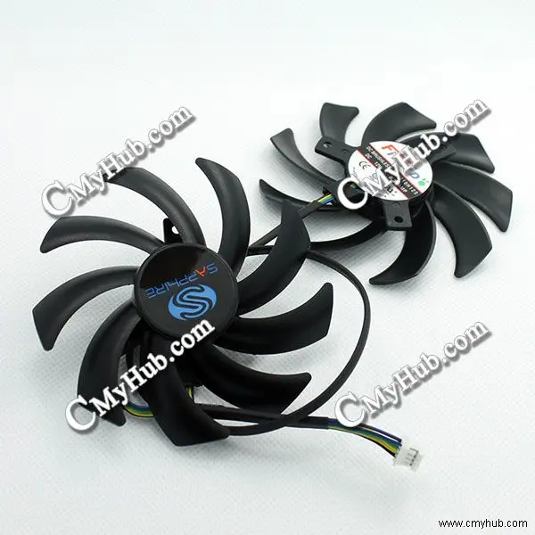 For Sapphire R9 270X R9 280 FD7010H12S DC12V 0.35A 4Pin 7Wire Graphics Cooling Fan FD7010H12S Dual Fan