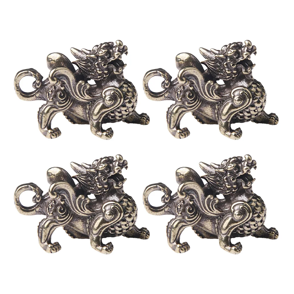 

4pcs Car Key Chain Retro Copper Smooth Stylish Unique Detail Key Pendant Miniature Model Car Keychain