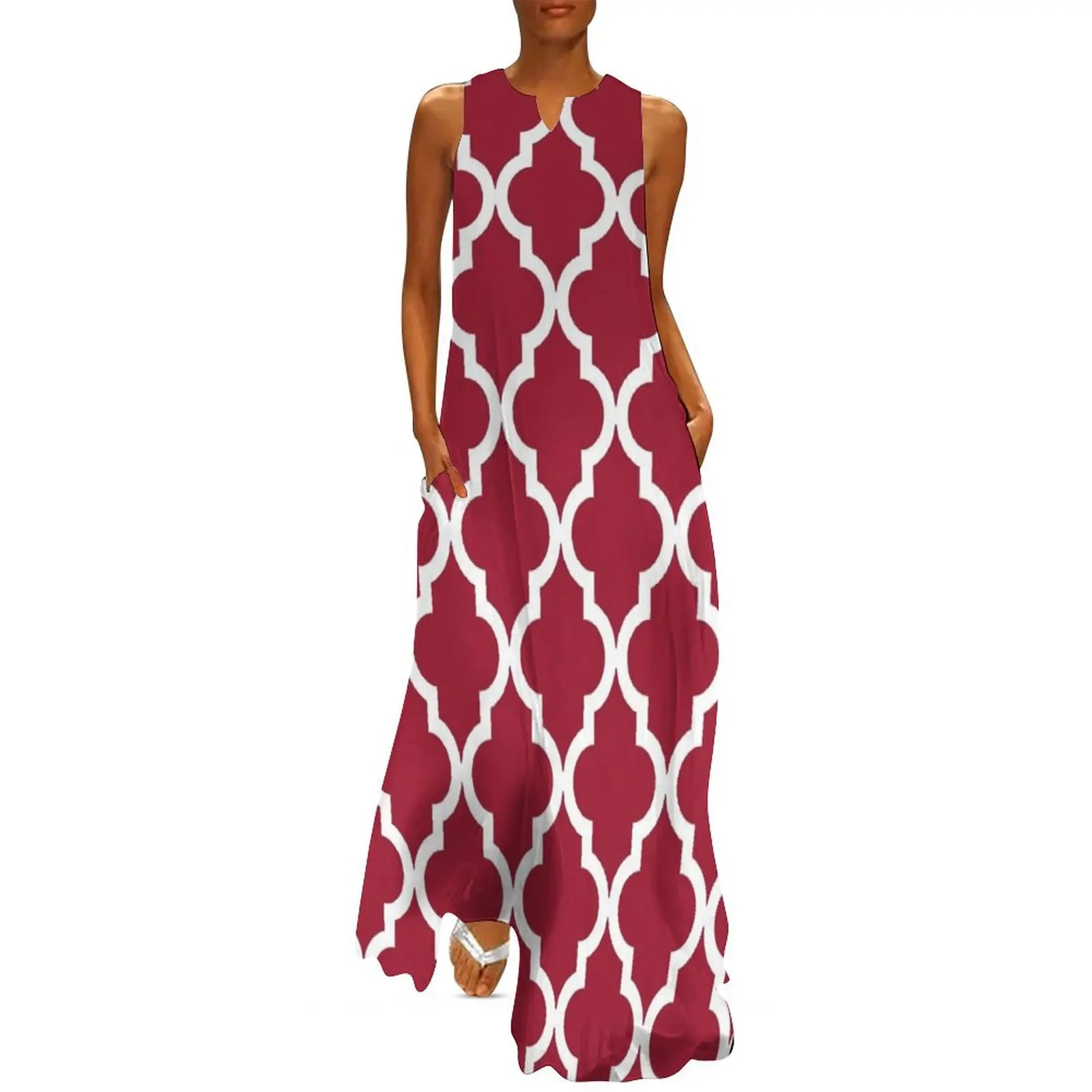 

Crimson Red Moroccan Pattern Long Dress cocktail dresses summer dress woman 2024 evening dresses ladies