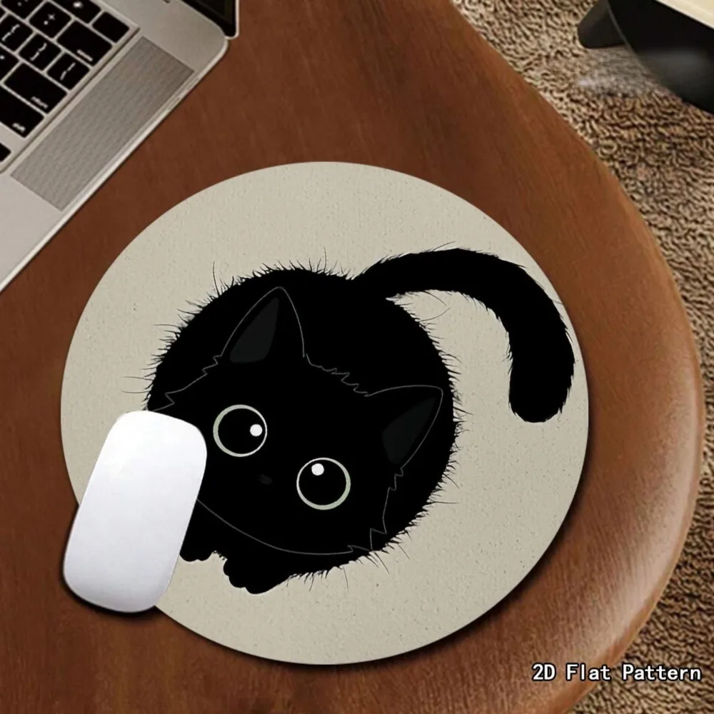 Cat pattern round mouse pad，Computer Office Game Table Mats XXL Rubber Anti-slip Gaming Keyboard Mousepads Desk Pads rug
