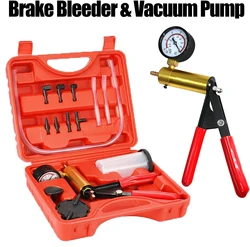 2 in 1 Brake Bleeder Kit Hand held Vacuum Pump Test Set for Automotive with Protected Case,One-Man Brake Clutch Bleeding System