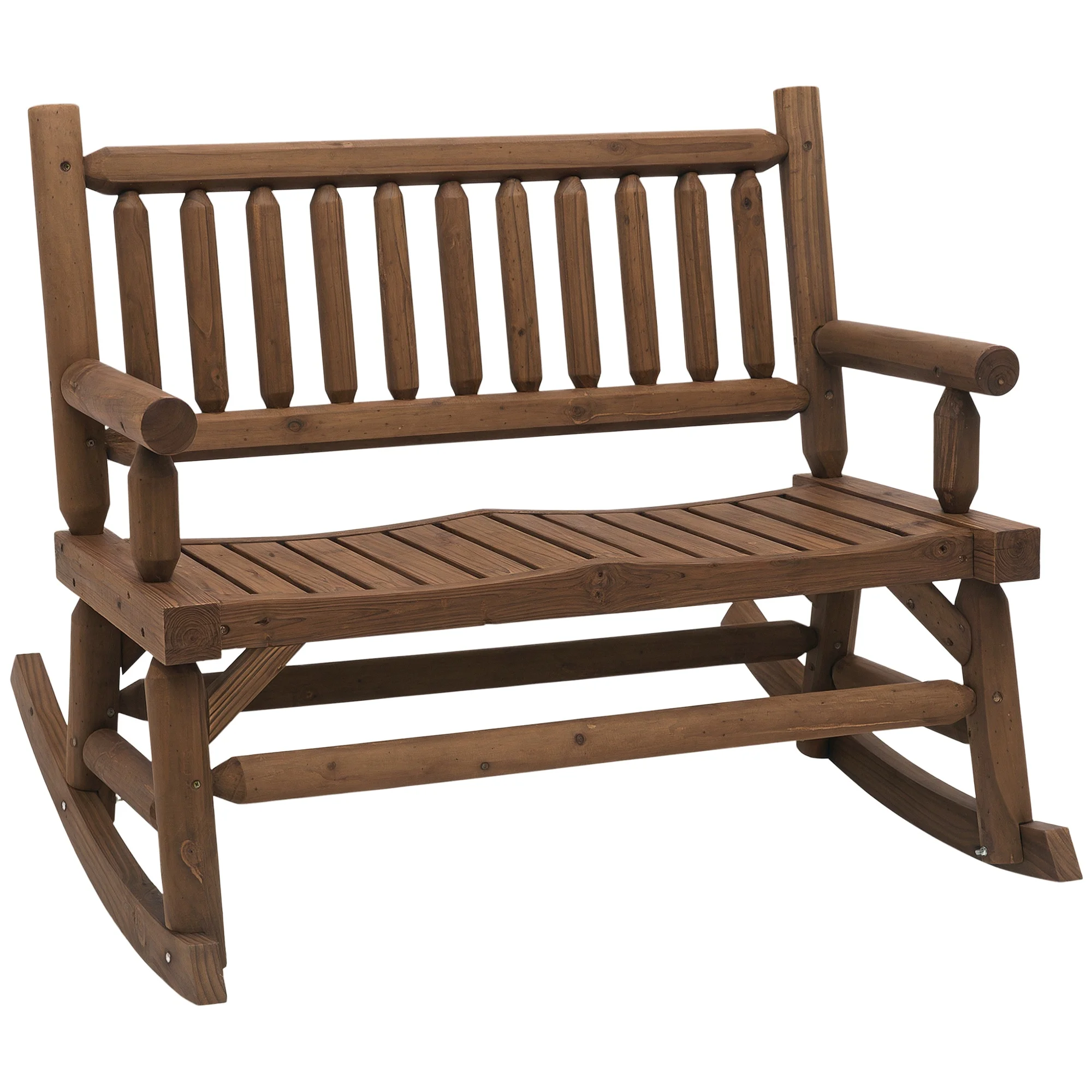 Wooden Rocking Chair for Two, Double Rocking Chair for Backyard Garden, Made of Walnut Wood