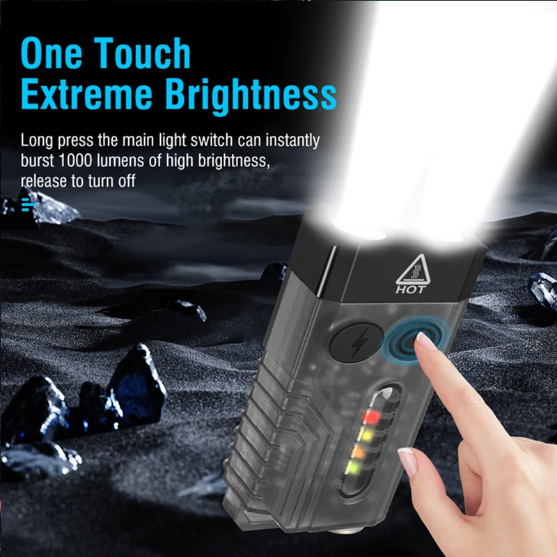 

New Outdoor Convenient Magnetic EDC Flashlight with Strong Light and Ultra Bright USB Charging 2-in-1 UV Laser Keychain Light