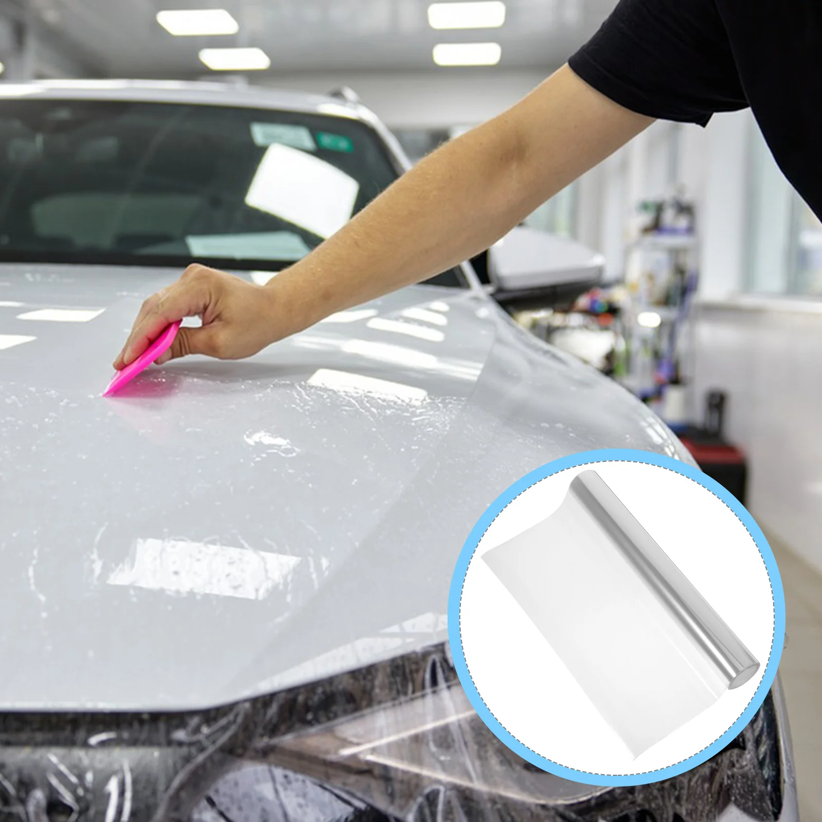 

Transparent Car Wrap Sticker Anti-scratch Modification Film 3 Layers Car Wrapping Cover (White 30x300cm)