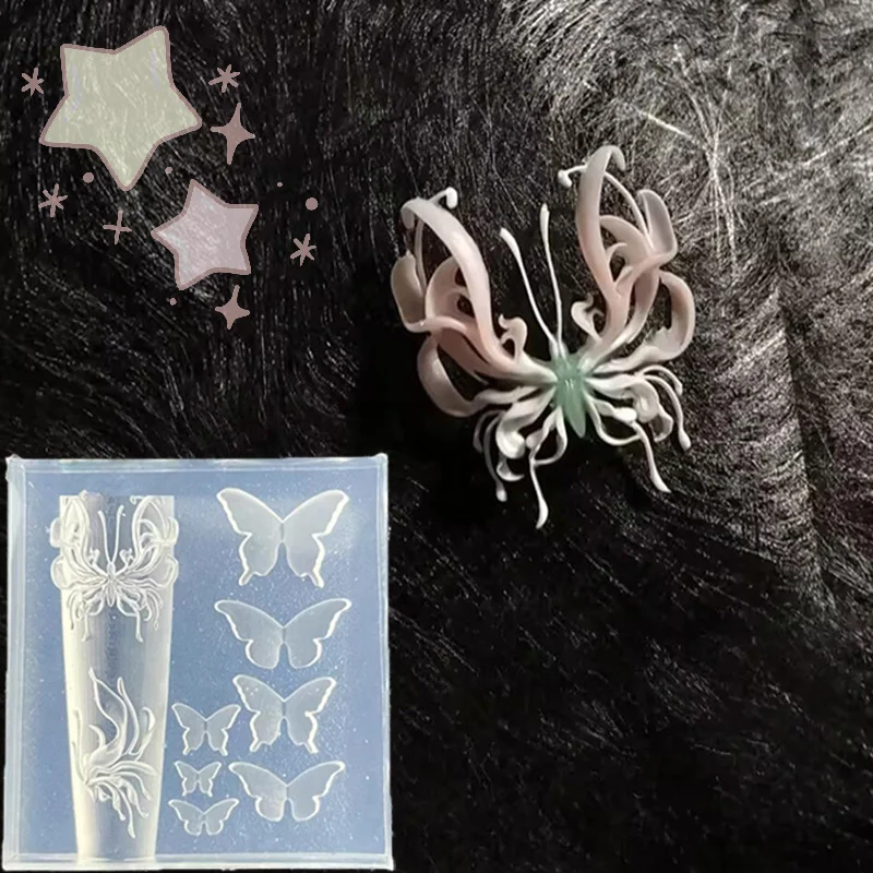 

[TW] Silicone Nail Accessories Carving Mold Butterfly Mould Stamping Plate Nails Stencils for DIY Manicure Tools