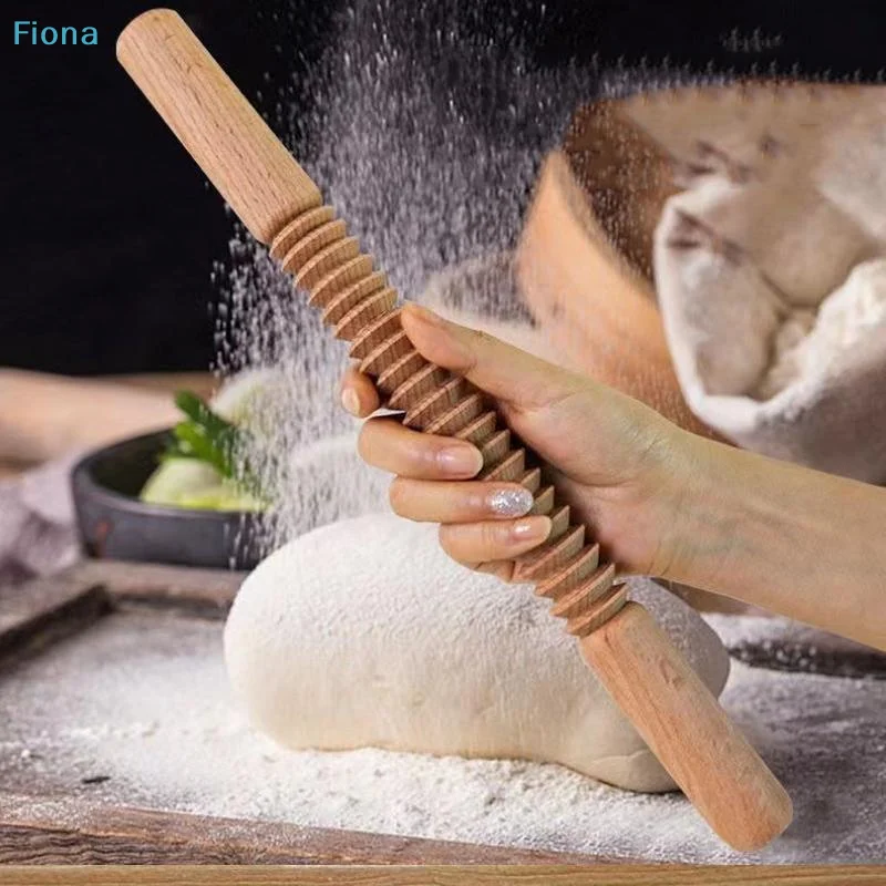 ✔Creative Rolling Pin With Screw Thread Design Wooden Embossing Roller Threaded Decoration Pastry Kitchen Baking Supplies