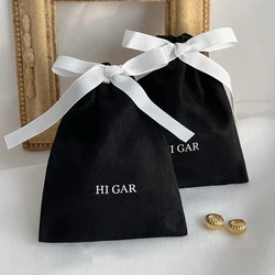 White Suede Gift Bags 7x9cm 11x14cm 18x30cm Pack of 50 Makeup Eyelashes hair wigs Sack Flannel Drawstring Pouch