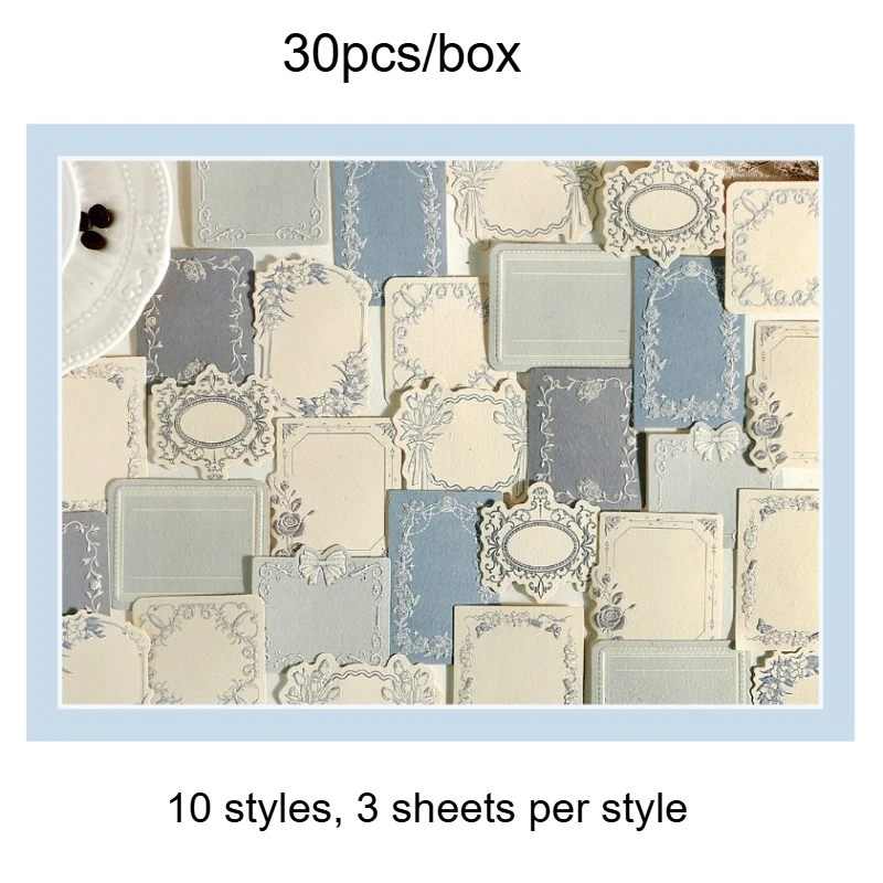 Retro Geprägtes Blumenmuster Hartkartonpapier DIY Beschreibbares Dekoratives Scrapbooking-Papier Boxed Sticky Notes Journaling-Zubehör – Detail 8