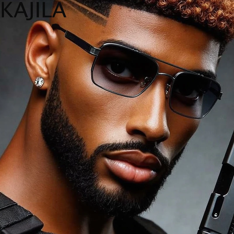 

Classic Steampunk Square Sunglasses Men 2025 Luxury Brand Vintage Outdoor Metal Double Beam Rectangle Sun Glasses For Male Shade