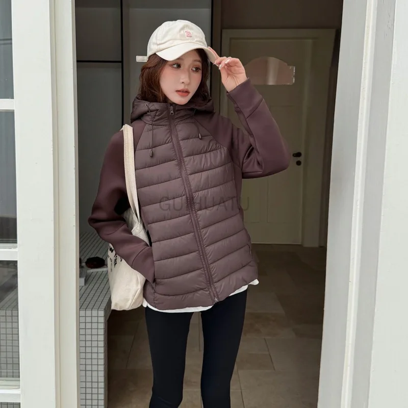 

Korean Women Coats Autumn Winter Slim Casual Hooded Female Down Cotton-padded Jacket 2025 Quilted Coat for Women