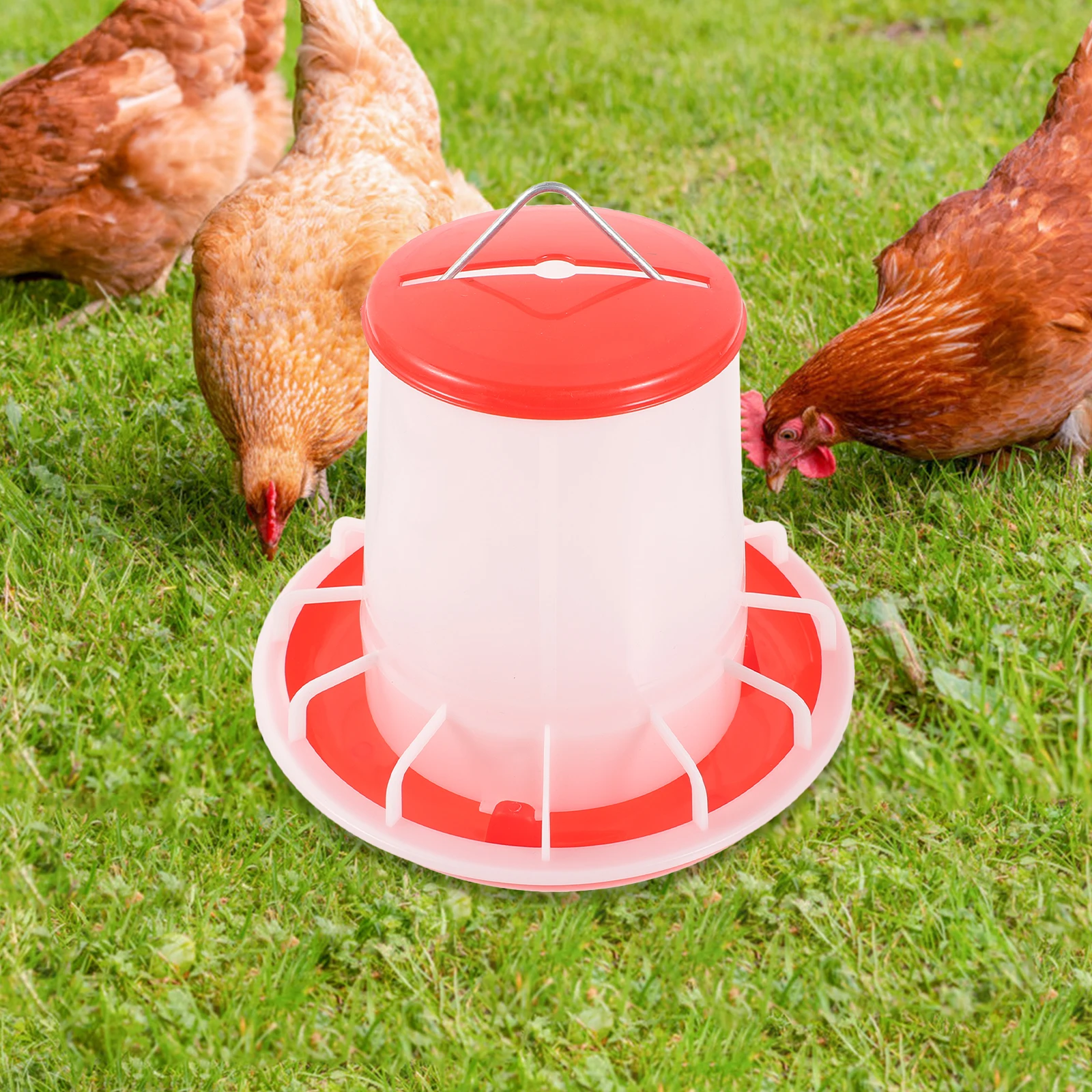 

Chicken Trough Poultry Feeder Plastic Durable Automatic Food Container For Chickens Ducks Pigeons Reusable Hanging Bucket