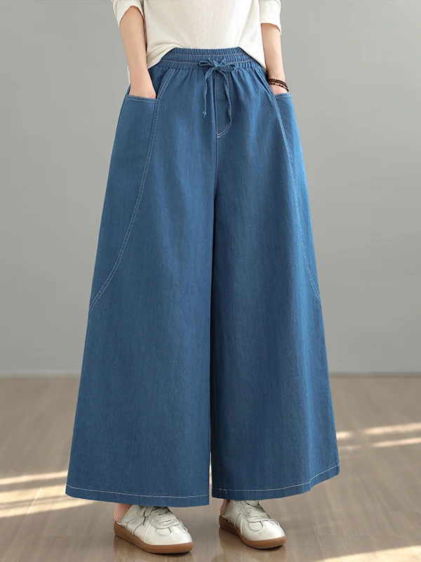 

Retro Loose Wide Leg Denim Jeans Women's High Waist Slimming Versatile Casual Pants Spring 2026 Trendy Cotton Polyester Blend