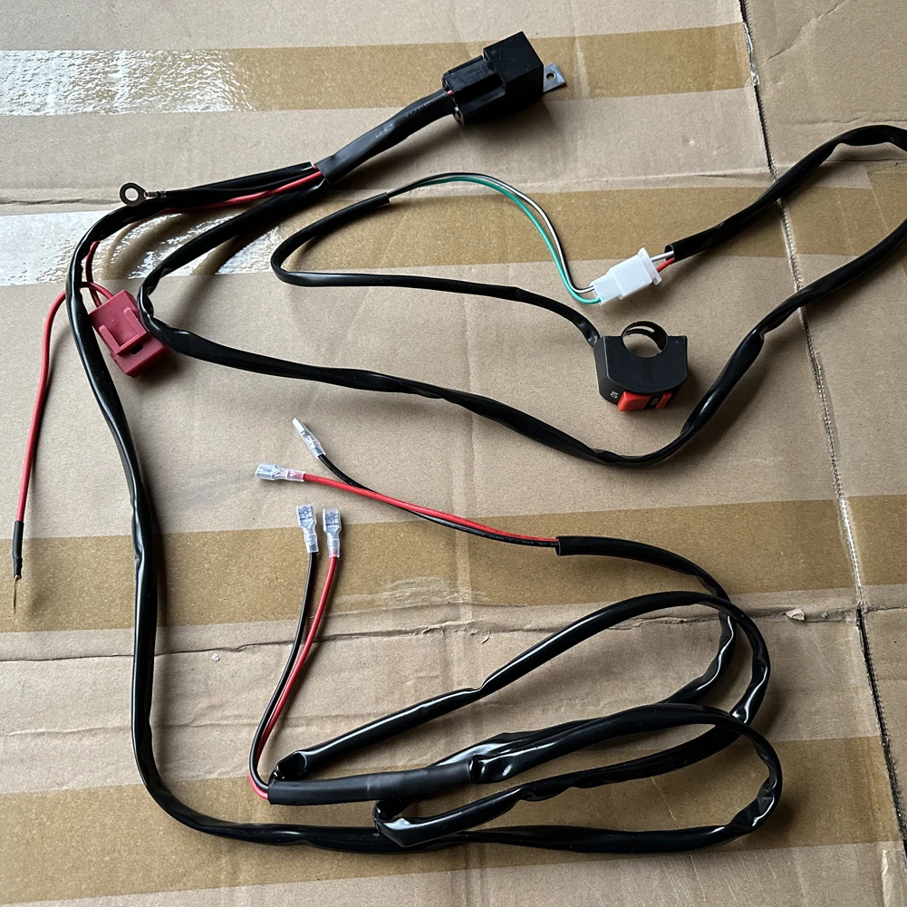 Motorcycle Fog Light Wiring Harness DC 12V LED Headlamp Refit Switch Relay Wire Headlights Spotlight Wire Cable Switch Kit