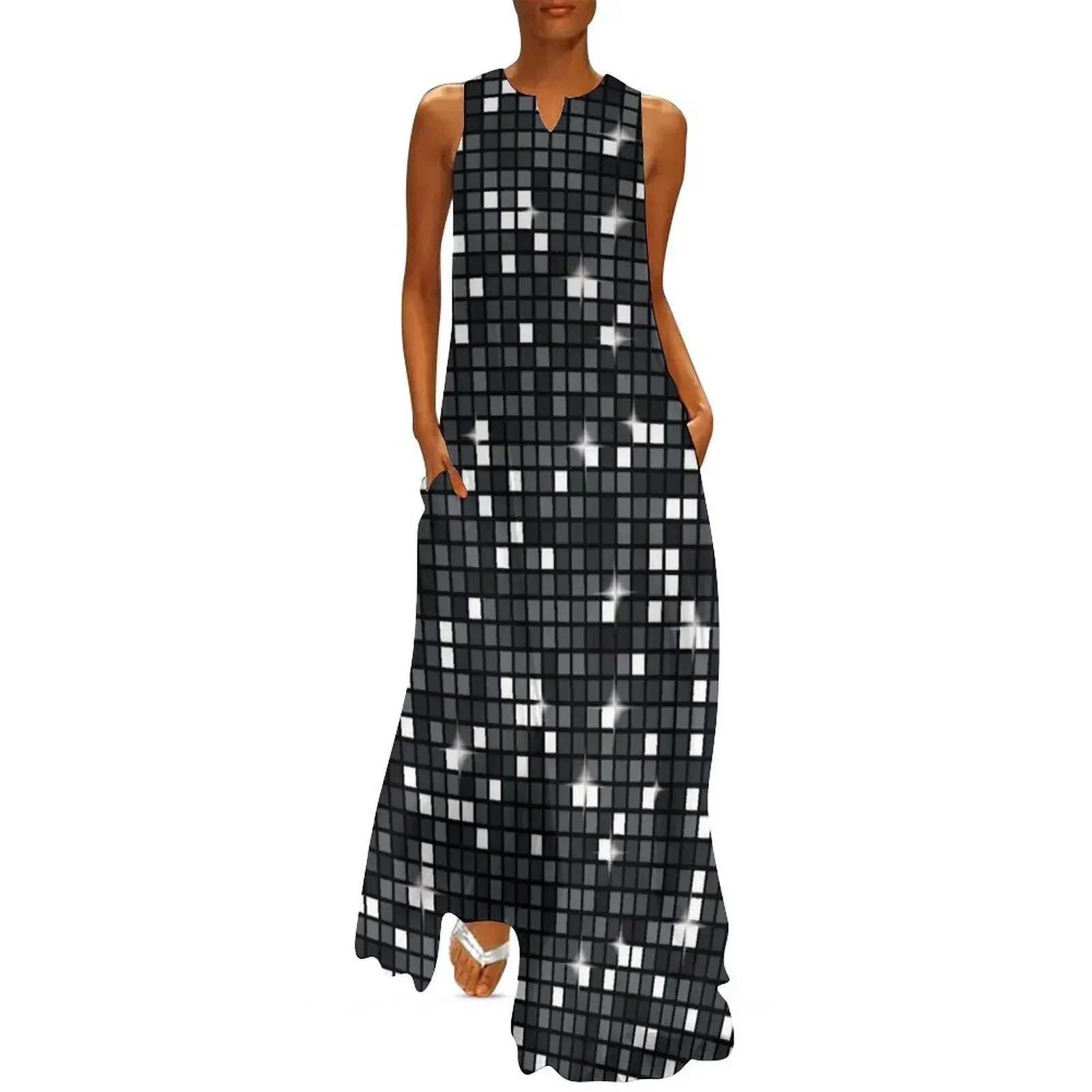 

Black diamond Disco ball glitter. Long Dress dress for women summer dress for woman elegant women's sets Summer skirt
