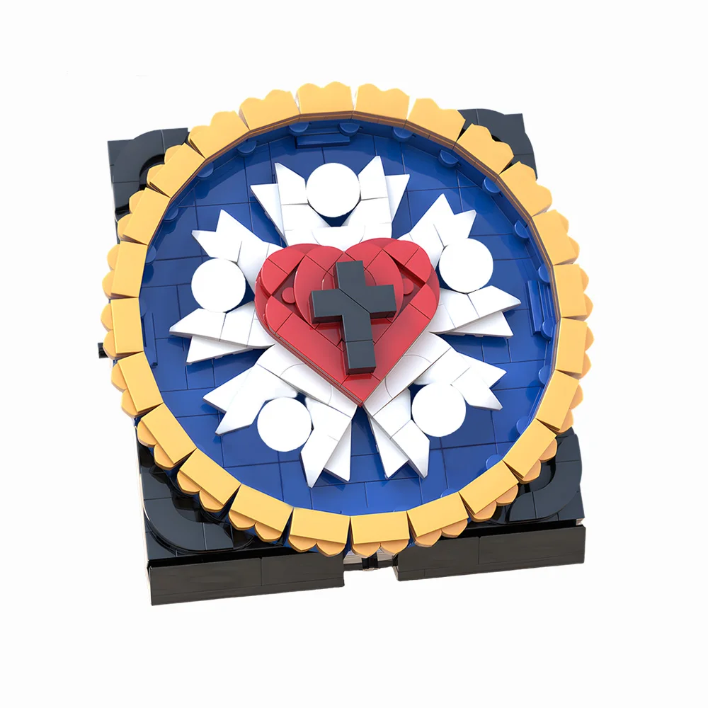 

The Luther Rose Building Blocks Martin Luther's Seal with Black Cross White Rose Reformation Theology Model Kit for Adult Gift