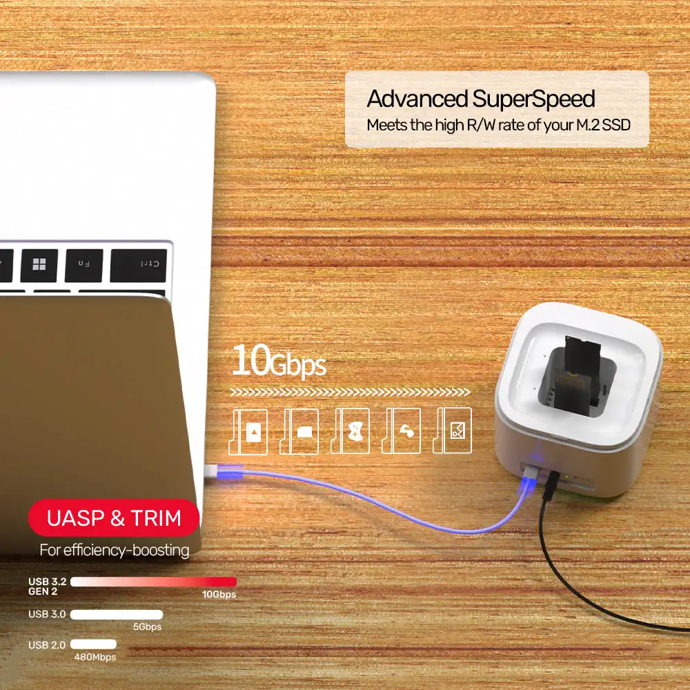 Imagem -04 - Unitek-estação de Docking Dual Bay com Clone Offline Usb 3.2 Gen2 10gbps Usb-c para Pcie Nvme M.2 Ssd Uasp Trim