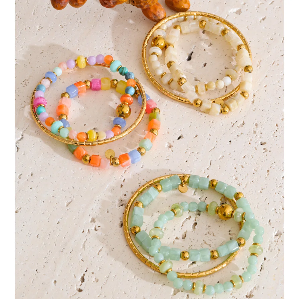 Yhpup 67mm Exclusive Handmade Jewelry Acrylic Resin Beads Bracelet Bangle Waterproof Stainless Steel Arrivals Jewelry