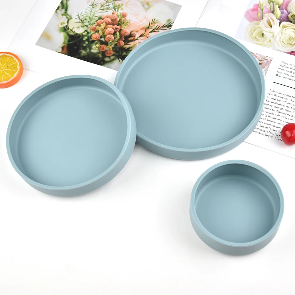 Set of 3 Silicone Plates Food Grade Unbreakable Silicone Plate Serving Plates Stackable Camping Dishes