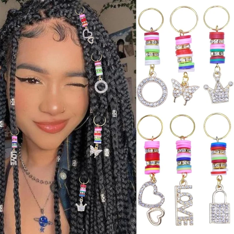 Rhinestones Dreadlock Bead Hair Beads Loose Hair Jewelry For Halloween Braid Clip Hair Rings Hair Clip Braid Rings F3MD