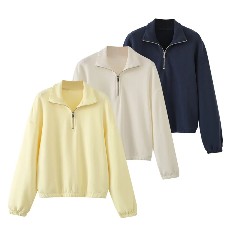 Guobioziy 2026 Fall/Winter New Women's Top Solid Color Long-Sleeve Pullover Loose Simple Sweatshirt Casual Fashion Relaxed