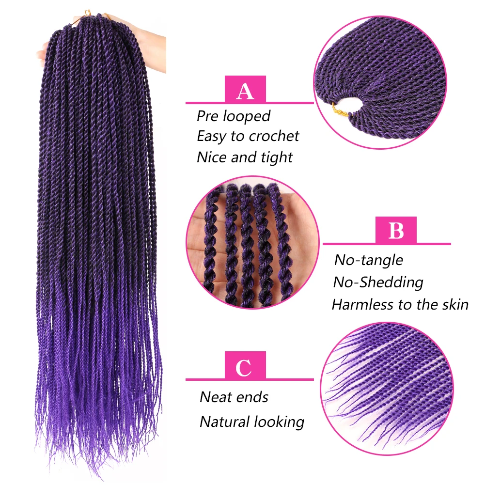 Mtmei Hair 14 18 22 Inch Senegalese Twist Braiding Hair Crochet Hair Extensions Ombre Brown Blonde Twist Braids 30 Strands/Pack