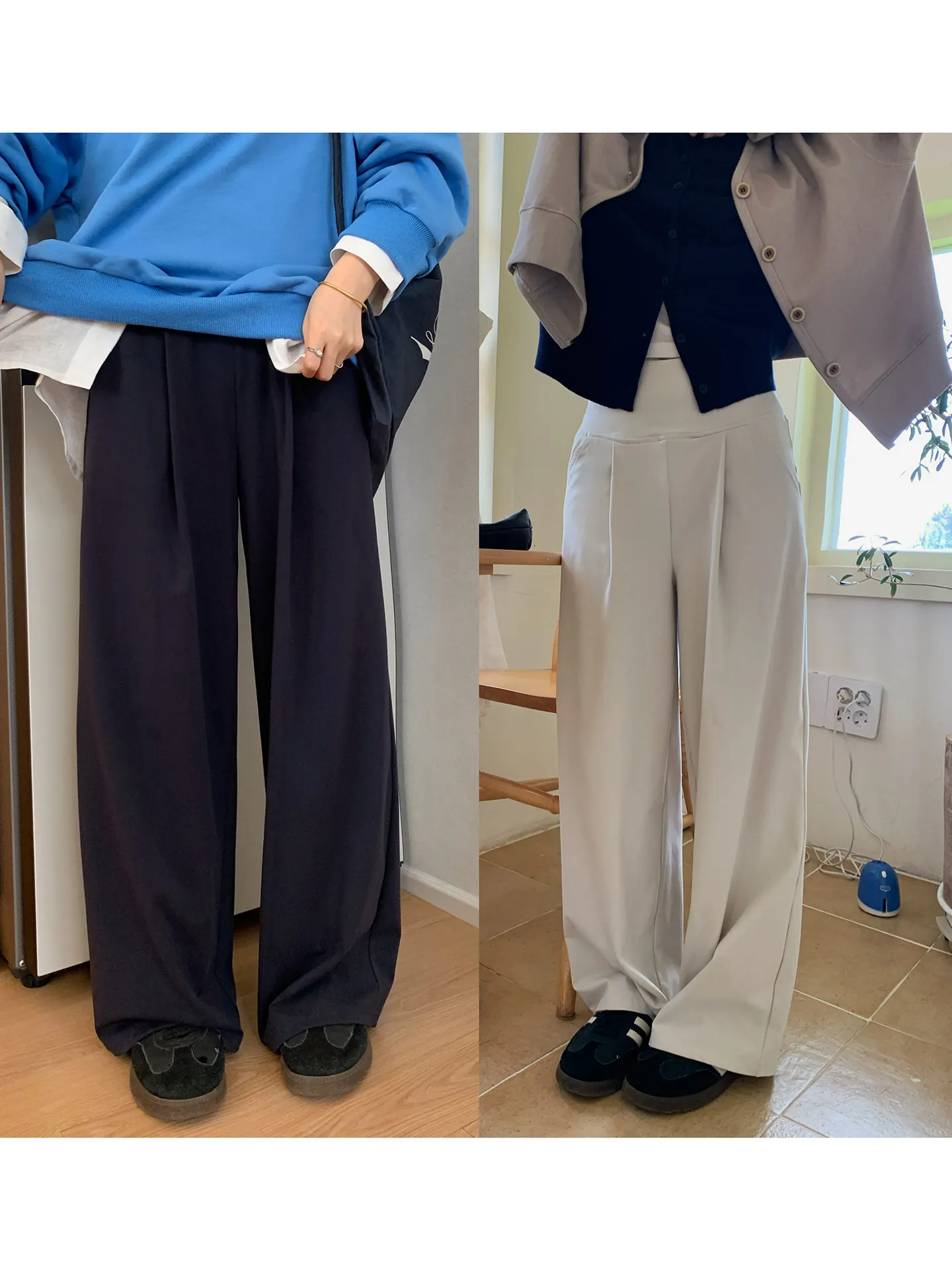 

High Waist Wide Leg Spor Casual Pants Women's Straight Cut Floor-Length Loose Fit Comfortable Sensation Trousers