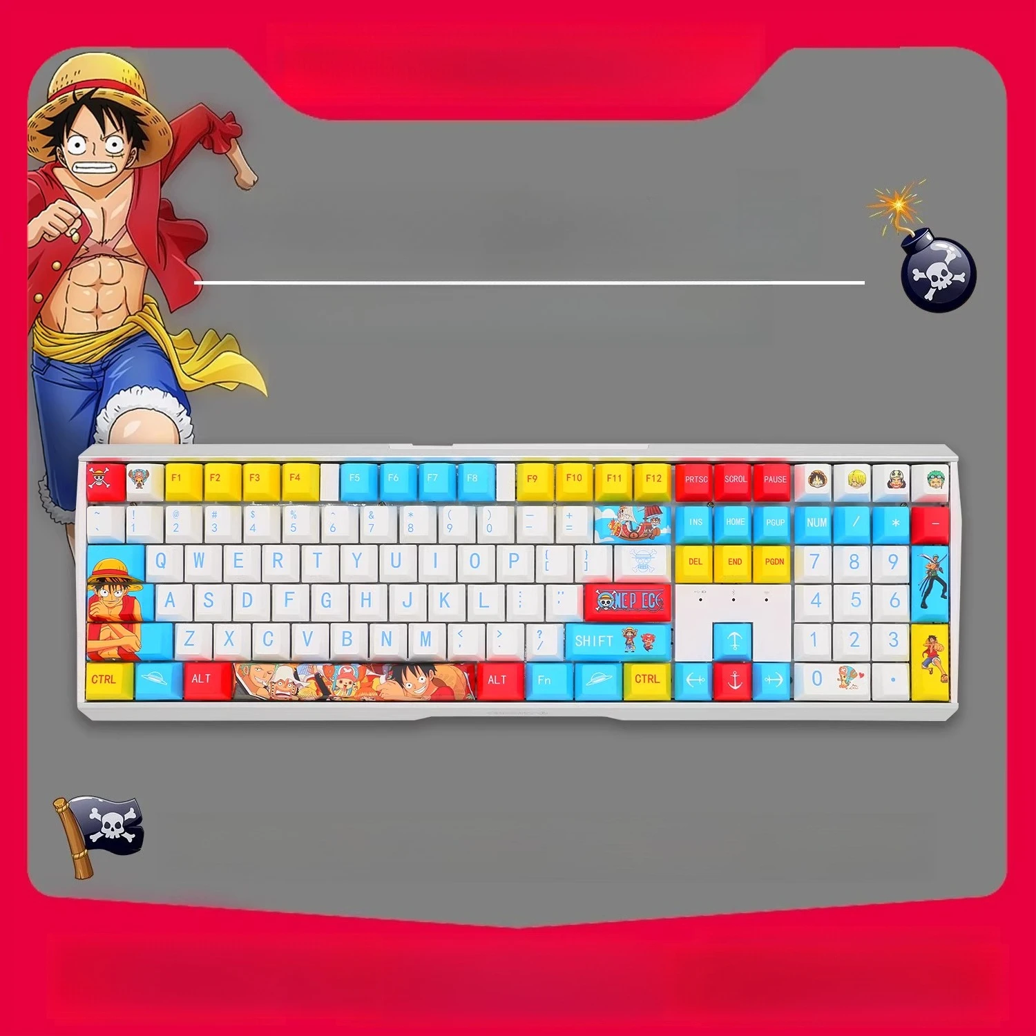 Anime One Piece Luffy Mechanical Keyboard Cartoon Birthday Gift Wired Keyboard
