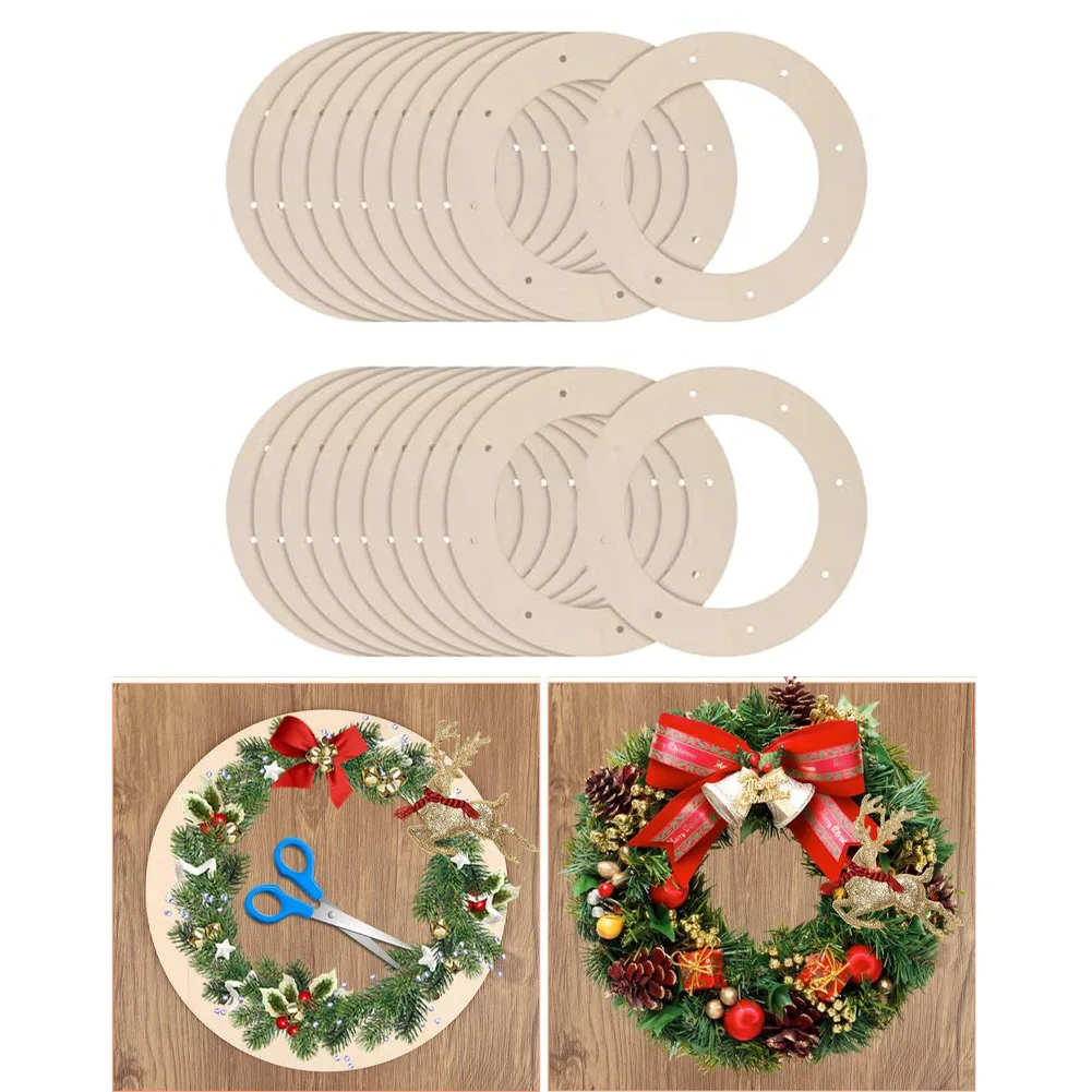 

Unfinished Craft Blanks Bulk Set For Projects Natural Wood Material Eight Pre-drilled Holes Wooden Wreath Frames
