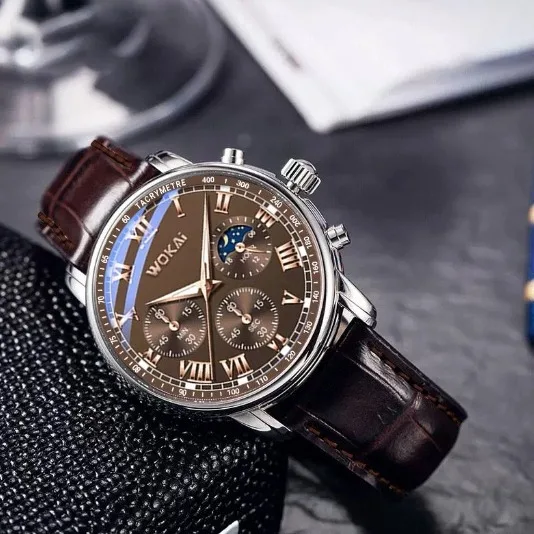 ساعة كوارتز بحزام عمل رجالية فاخرة للرجال