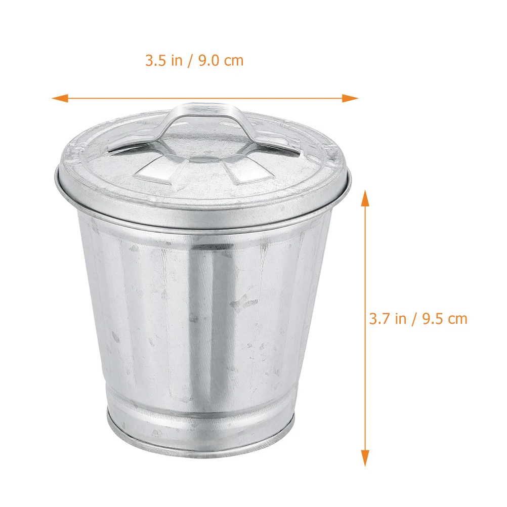 3 Pcs Penholder Mini Trash Can Office Toy Countertop Iron Desktop Garbage Container Flowerpot Can with Lid Decorate Miniature - Image 6