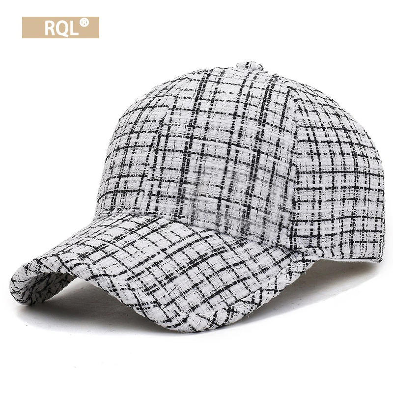 Gorra de béisbol a la moda para mujer, gorro cálido de invierno, diseño de marca de lujo, a cuadros, ajustable, Snapback