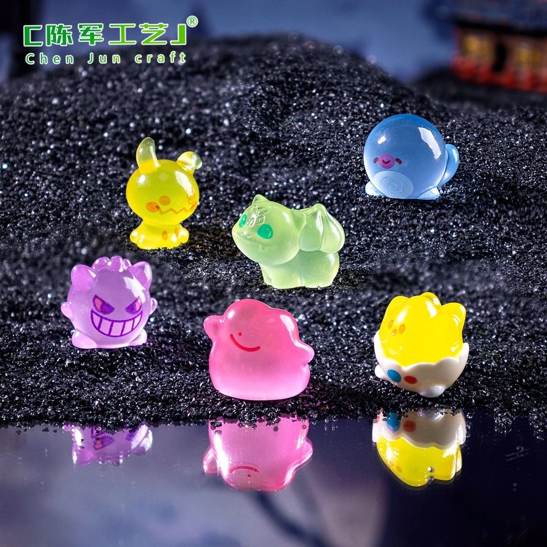 Pokemon Luminous Mini Figurines Cute Glow in Dark Cartoon Charms DIY Resin Accessories Mini Landscape Halloween Decor view 2